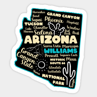 Arizona Williams map arizona state usa arizona tourism Williams tourism Sticker